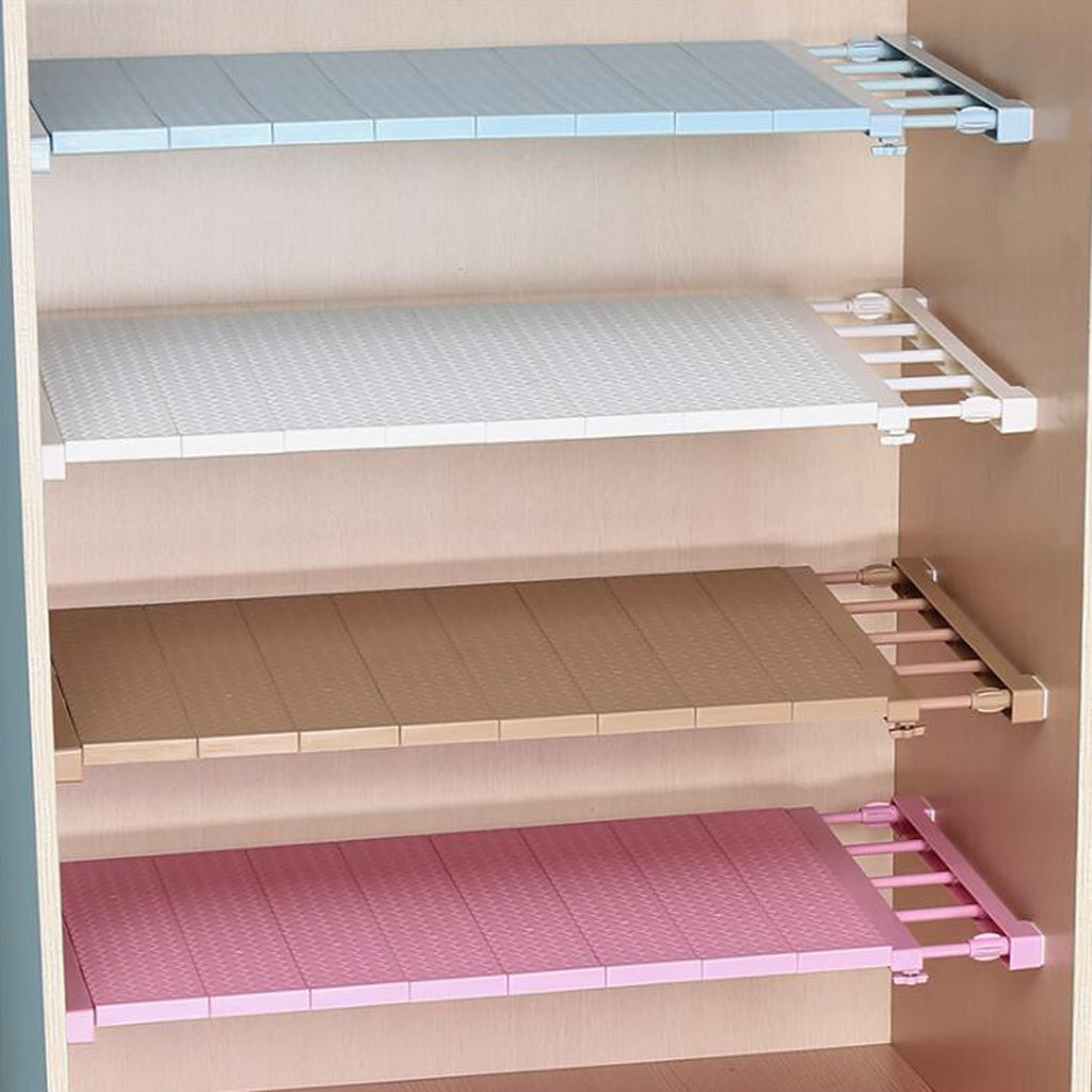 Expandable Shelf Closet Organizer Storage Adjustable Rack Rod White 38-55cm