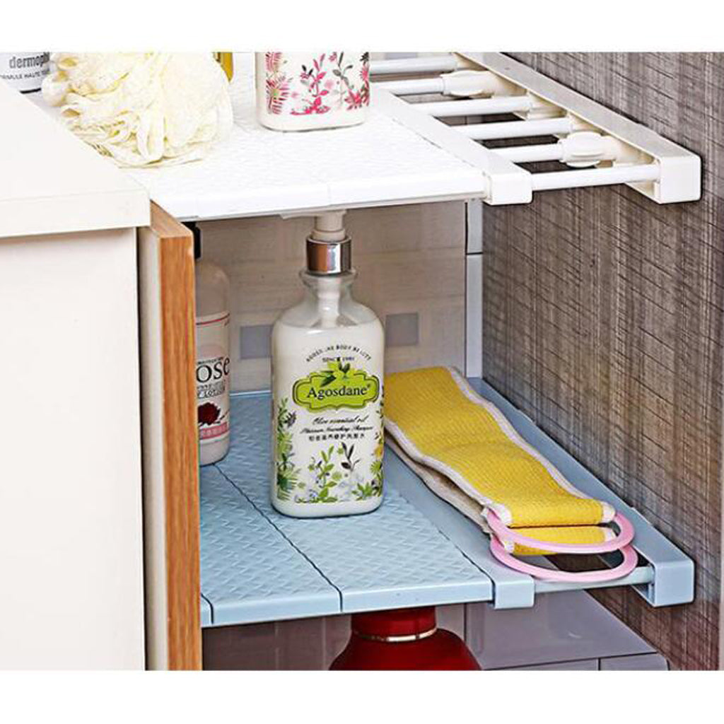 Expandable Shelf Closet Organizer Storage Adjustable Rack Rod White 38-55cm