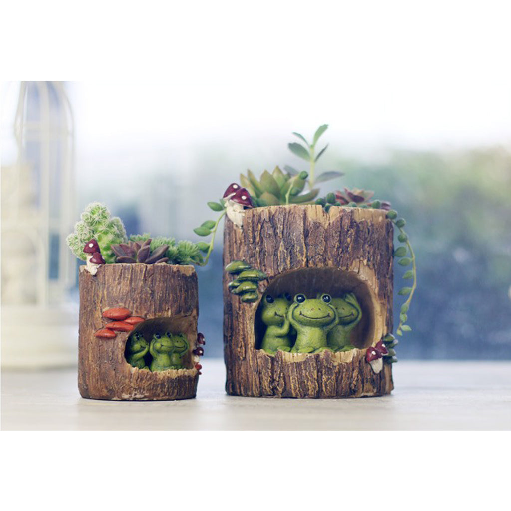 Resin Flowerpot Creative Succulent Planter Home Decoration Three green frogs