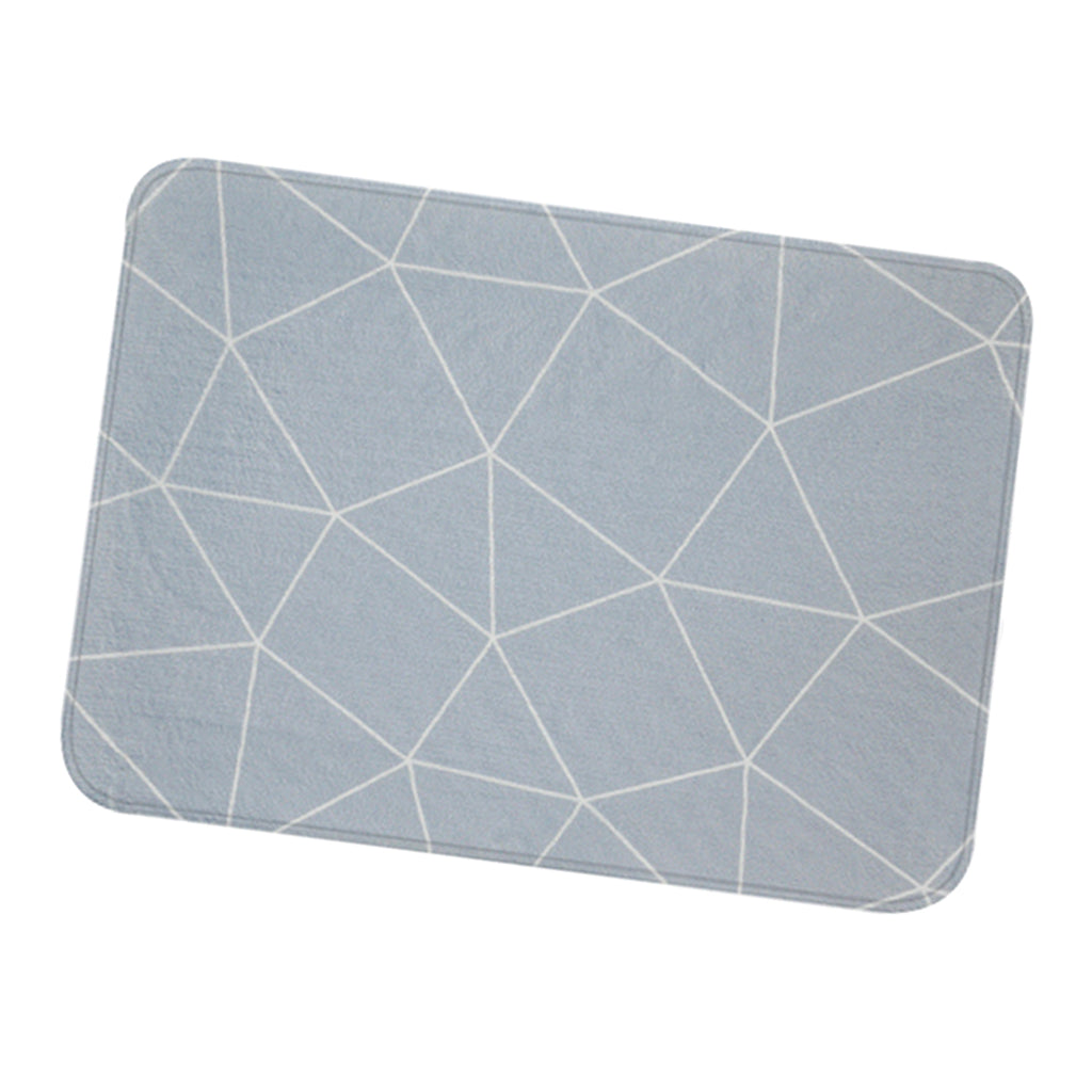 Korean Floor Mat Rug Bathroom Non-Slip Carpet - Grey Background Grid 50x80cm