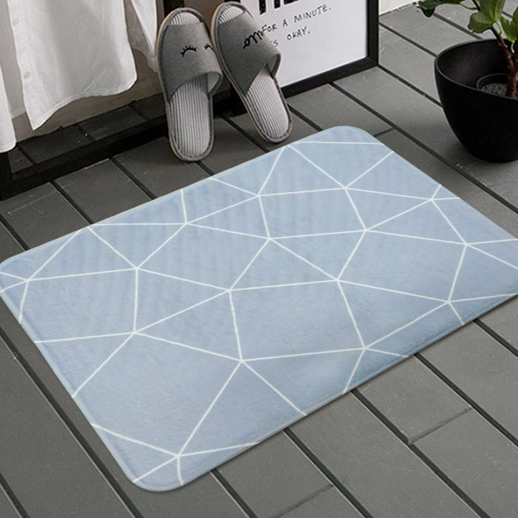 Korean Floor Mat Rug Bathroom Non-Slip Carpet - Grey Background Grid 50x80cm