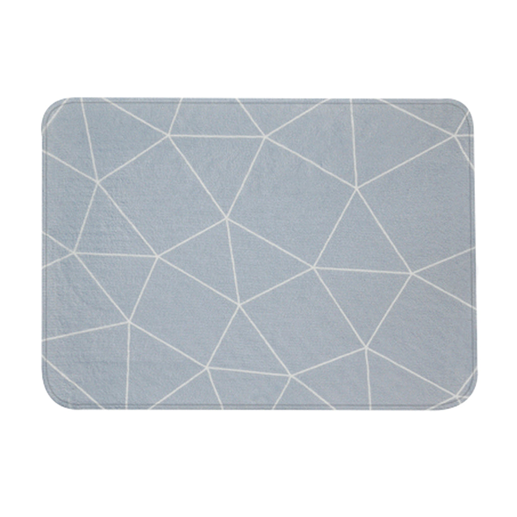 Korean Floor Mat Rug Bathroom Non-Slip Carpet - Grey Background Grid 50x80cm