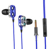 Double Speaker 1.2M Wired 3.5MM Earphone Earbuds HiFi Stereo Headset Blue