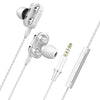 Double Speaker 1.2M Wired 3.5MM Earphone Earbuds HiFi Stereo Headset White