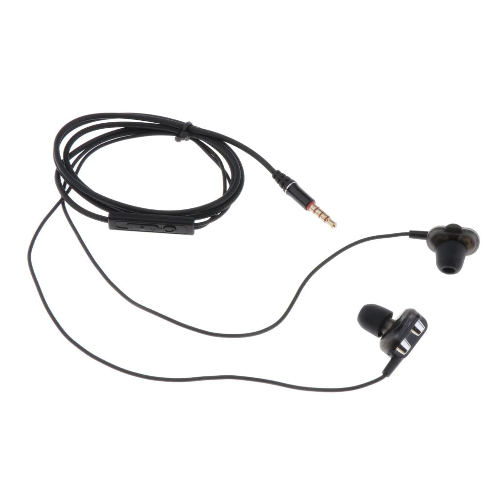 Double Speaker 1.2M Wired 3.5MM Earphone Earbuds HiFi Stereo Headset Black