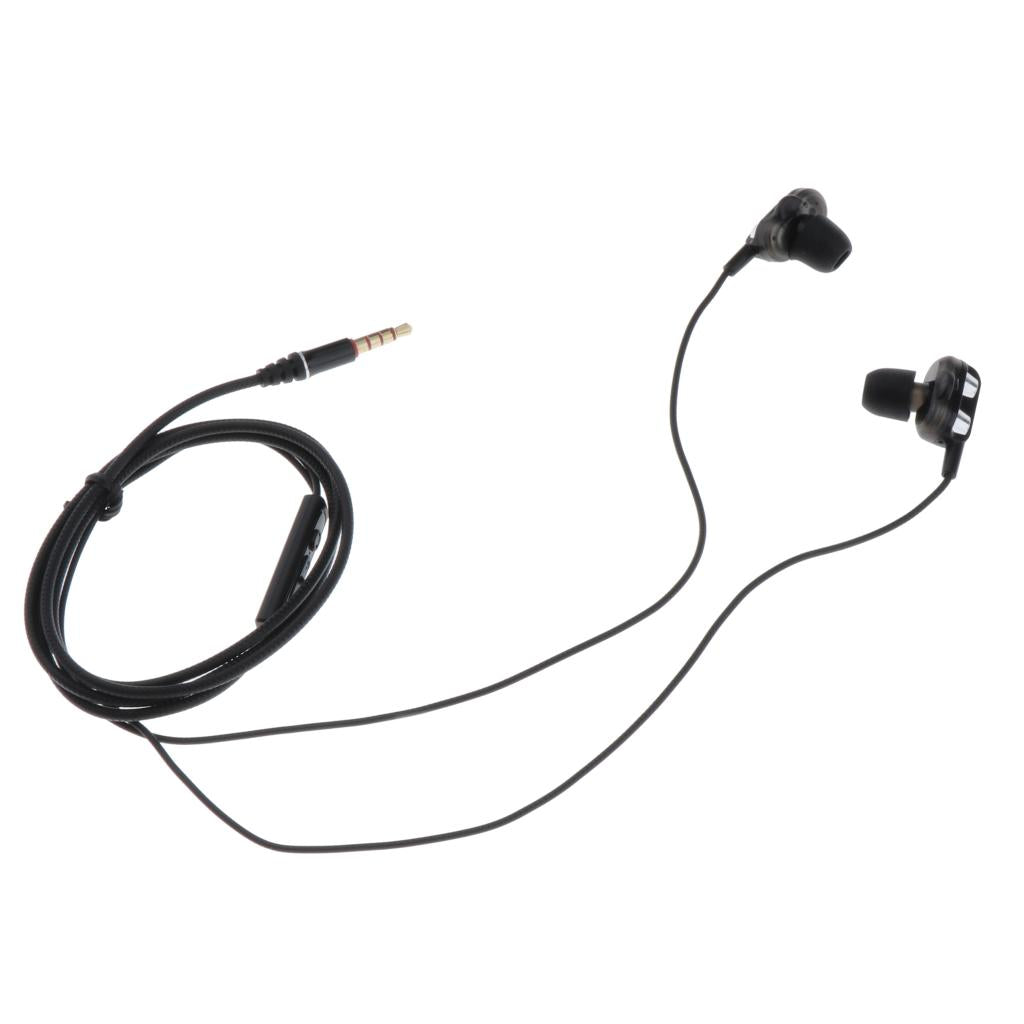 Double Speaker 1.2M Wired 3.5MM Earphone Earbuds HiFi Stereo Headset Black