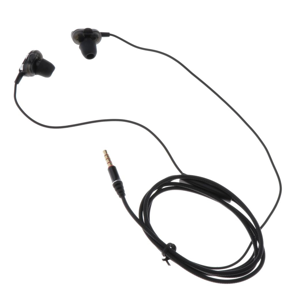 Double Speaker 1.2M Wired 3.5MM Earphone Earbuds HiFi Stereo Headset Black