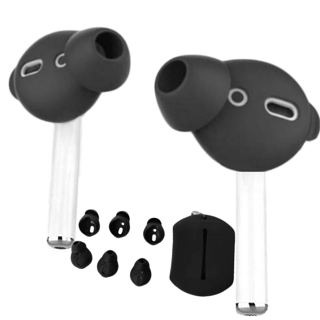 3 Pairs Silicone Earbuds Cover Tips Replacement Ear Buds for Airpods Black