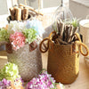 Natural Grass Woven Rattan Wicker Basket Garden Flower Pot Holder Yellow S