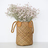 Natural Grass Woven Rattan Wicker Basket Garden Flower Pot Holder Yellow S