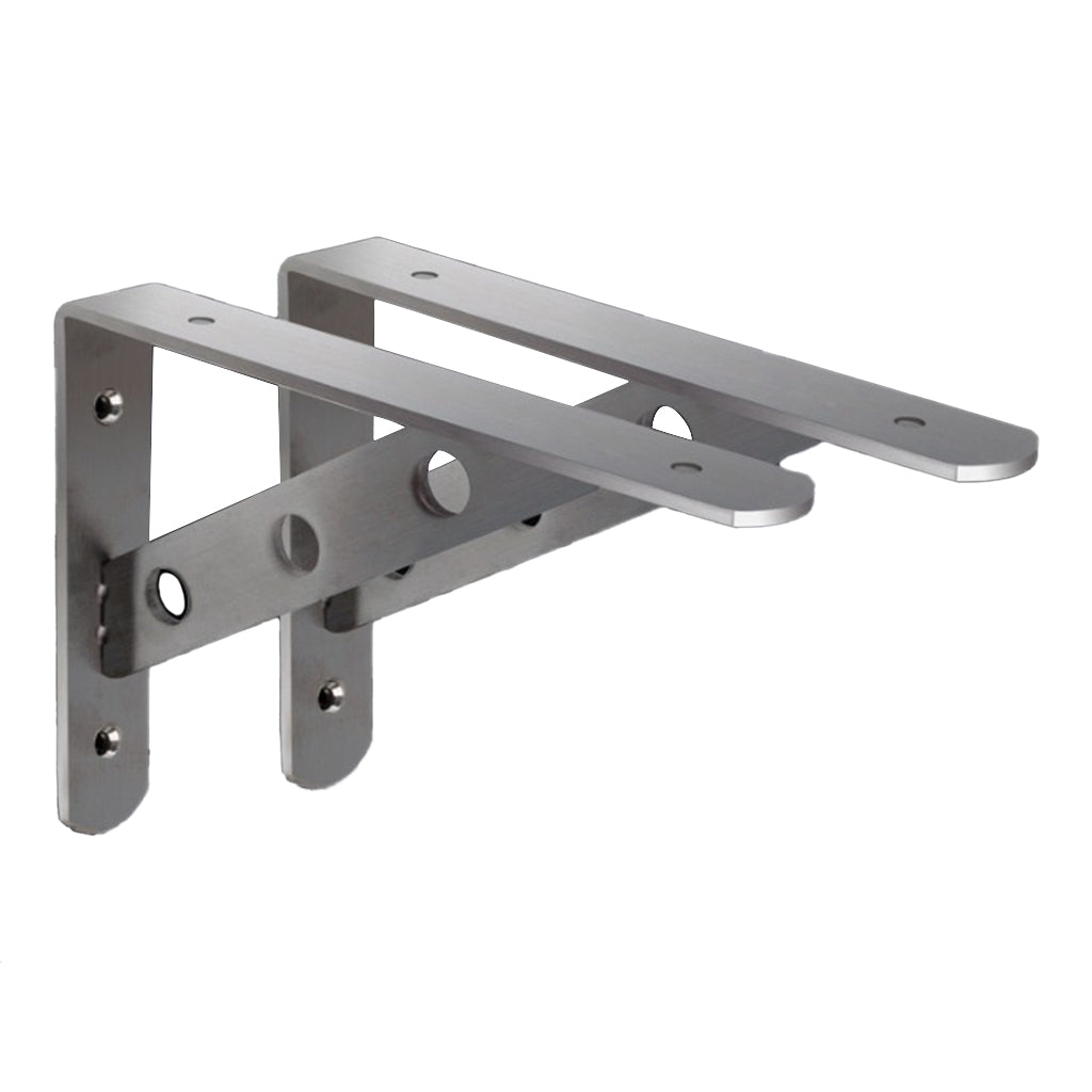 2-Piece Stainless Steel L Shaped Wall Shelf Bracket Rack Support 10 inch