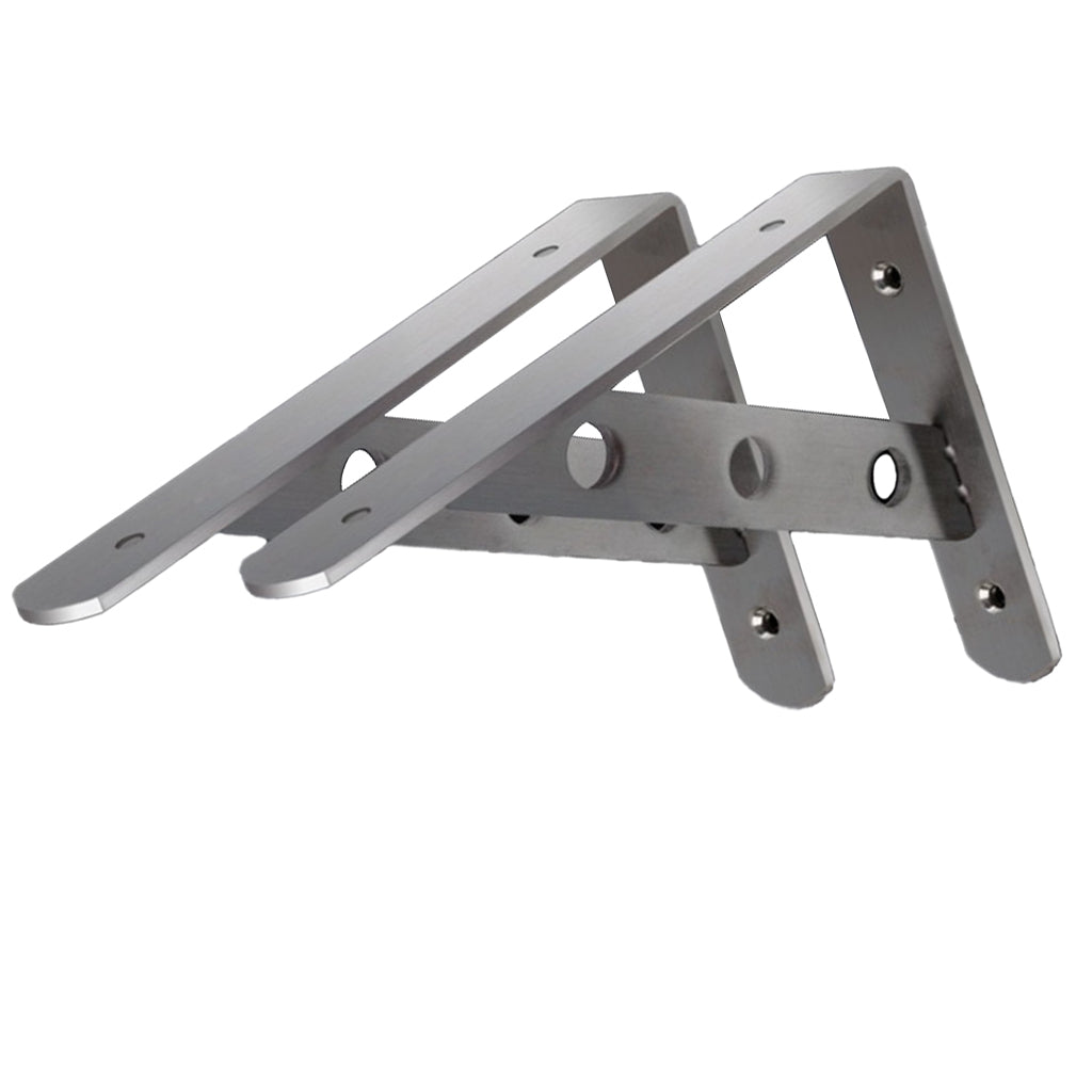 2-Piece Stainless Steel L Shaped Wall Shelf Bracket Rack Support 10 inch