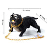 Bully Dog Resin Car Decoration Simulation Ornament with Gold Chain  Gray