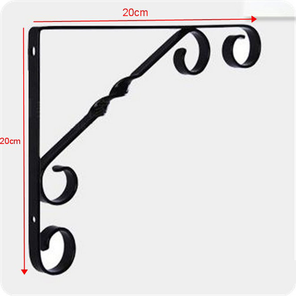 2x Twist Metal Wall Shelf Bracket Rack Support Holder Supporter Black 1