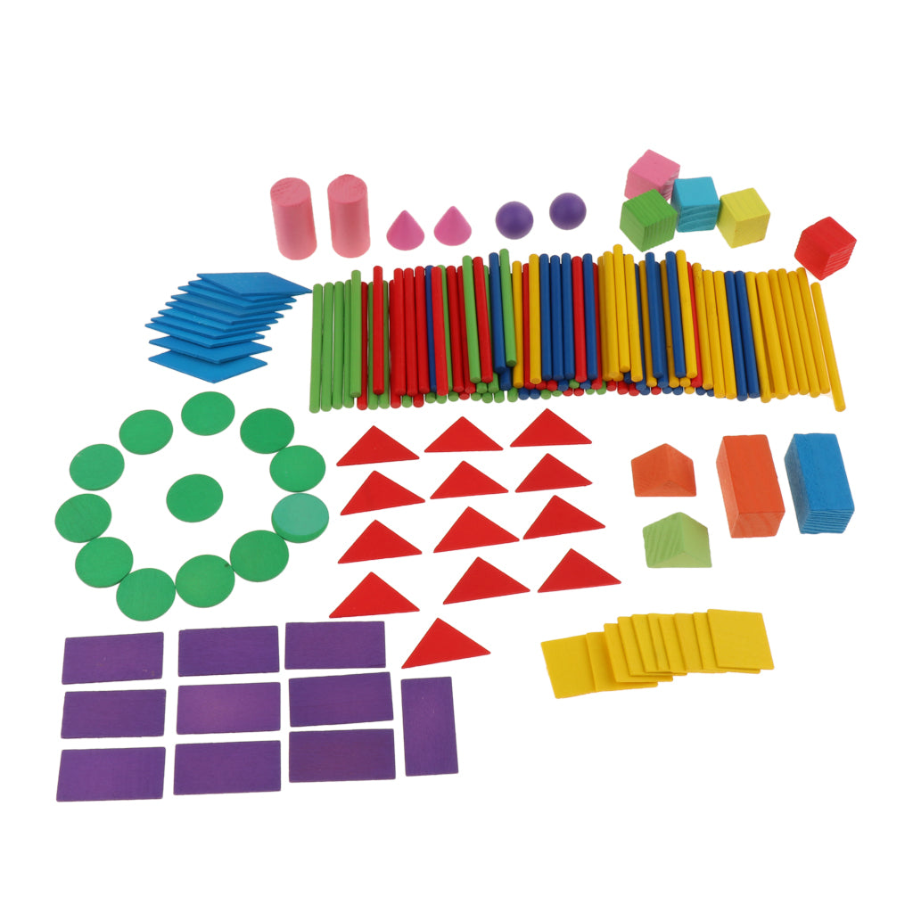 Counting Stick & Geometric Shape Blocks Math Educational Toy for Kids
