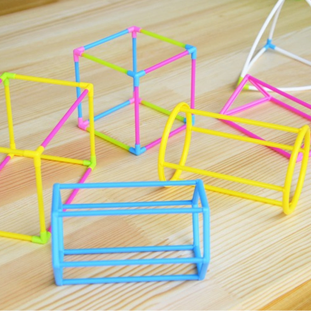 3D Geometric Shape Building Set w/ Box for Kids Mathematics Teaching Aids