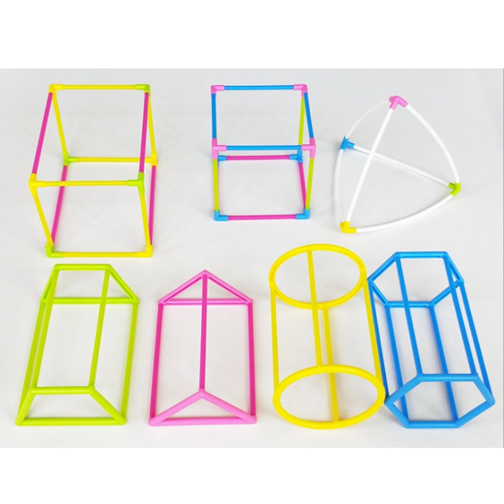 3D Geometric Shape Building Set w/ Box for Kids Mathematics Teaching Aids