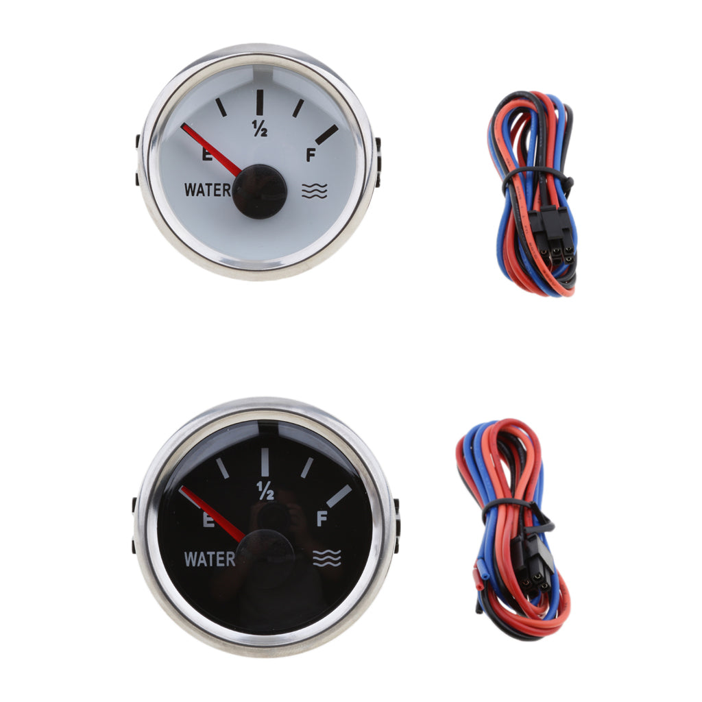 2" 52mm 100% Waterproof Protection Whit Water Level Gauge for Boat White