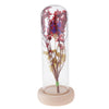 Glass Display Jar Dome Flower Immortal Preservation Vase Purple + Yellow