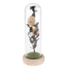 Artificial Flowers in Glass Dome on a Wooden Base for Home Decor White