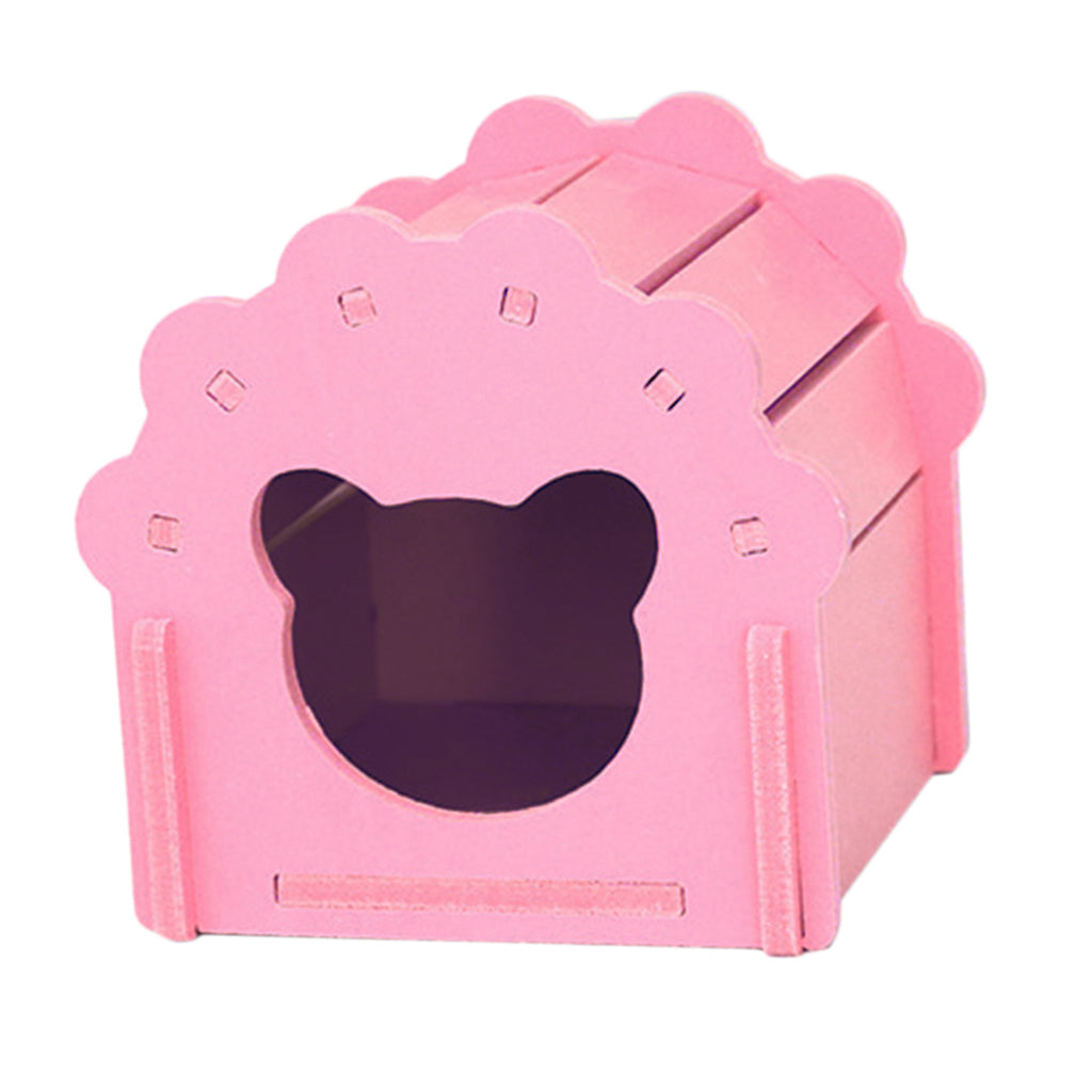 Summer Cooling Hamster Hideout Hut Small Animal Wooden Hamster House  Pink