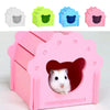 Summer Cooling Hamster Hideout Hut Small Animal Wooden Hamster House  Pink