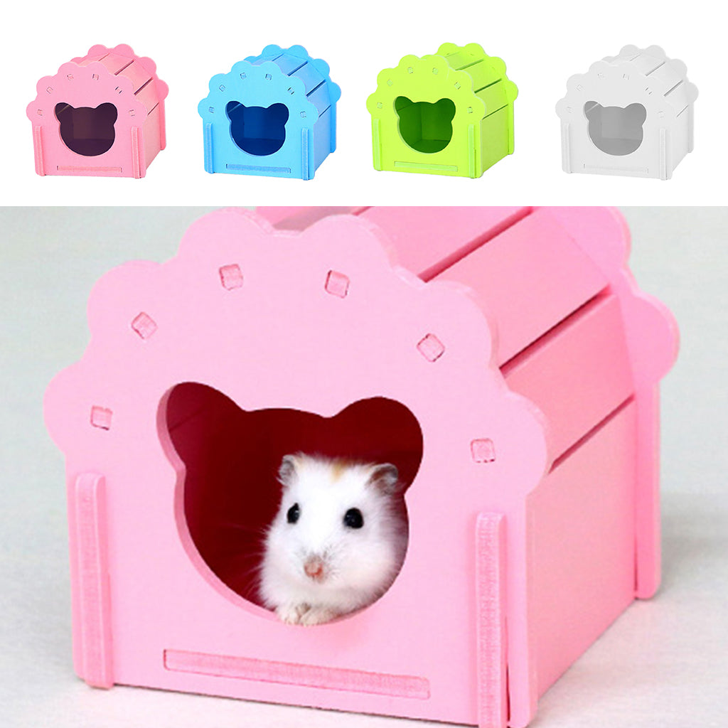 Summer Cooling Hamster Hideout Hut Small Animal Wooden Hamster House  Pink