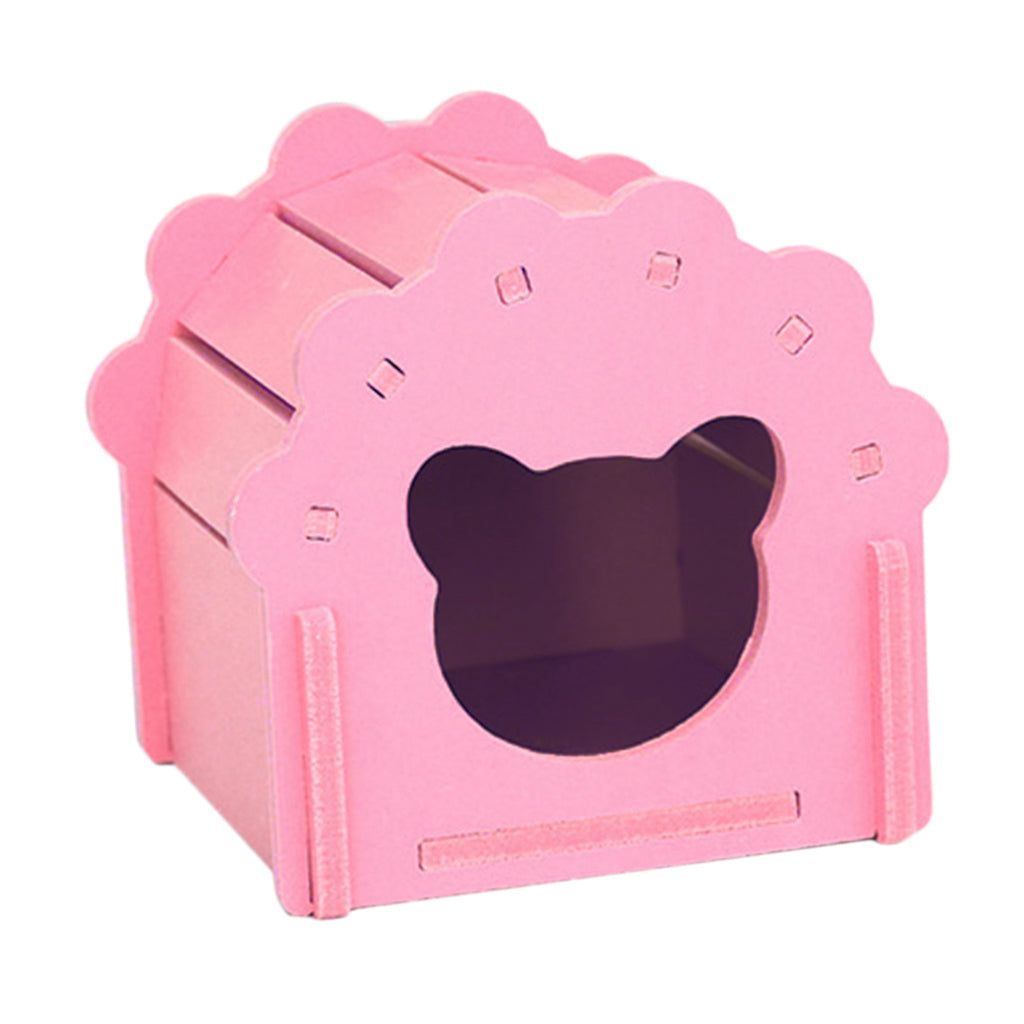 Summer Cooling Hamster Hideout Hut Small Animal Wooden Hamster House  Pink