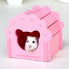 Summer Cooling Hamster Hideout Hut Small Animal Wooden Hamster House  Pink