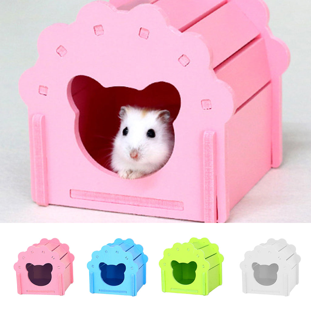 Summer Cooling Hamster Hideout Hut Small Animal Wooden Hamster House  Pink