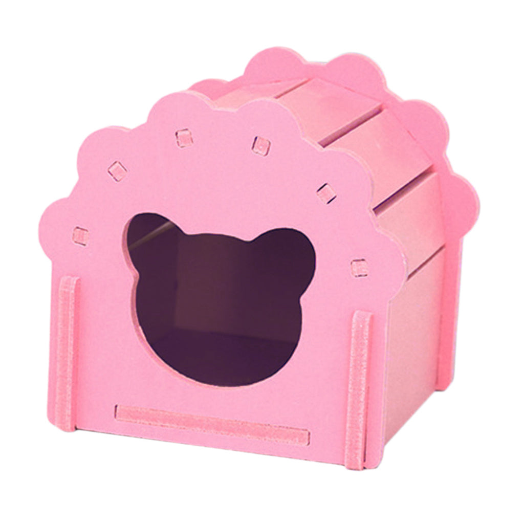 Summer Cooling Hamster Hideout Hut Small Animal Wooden Hamster House  Pink