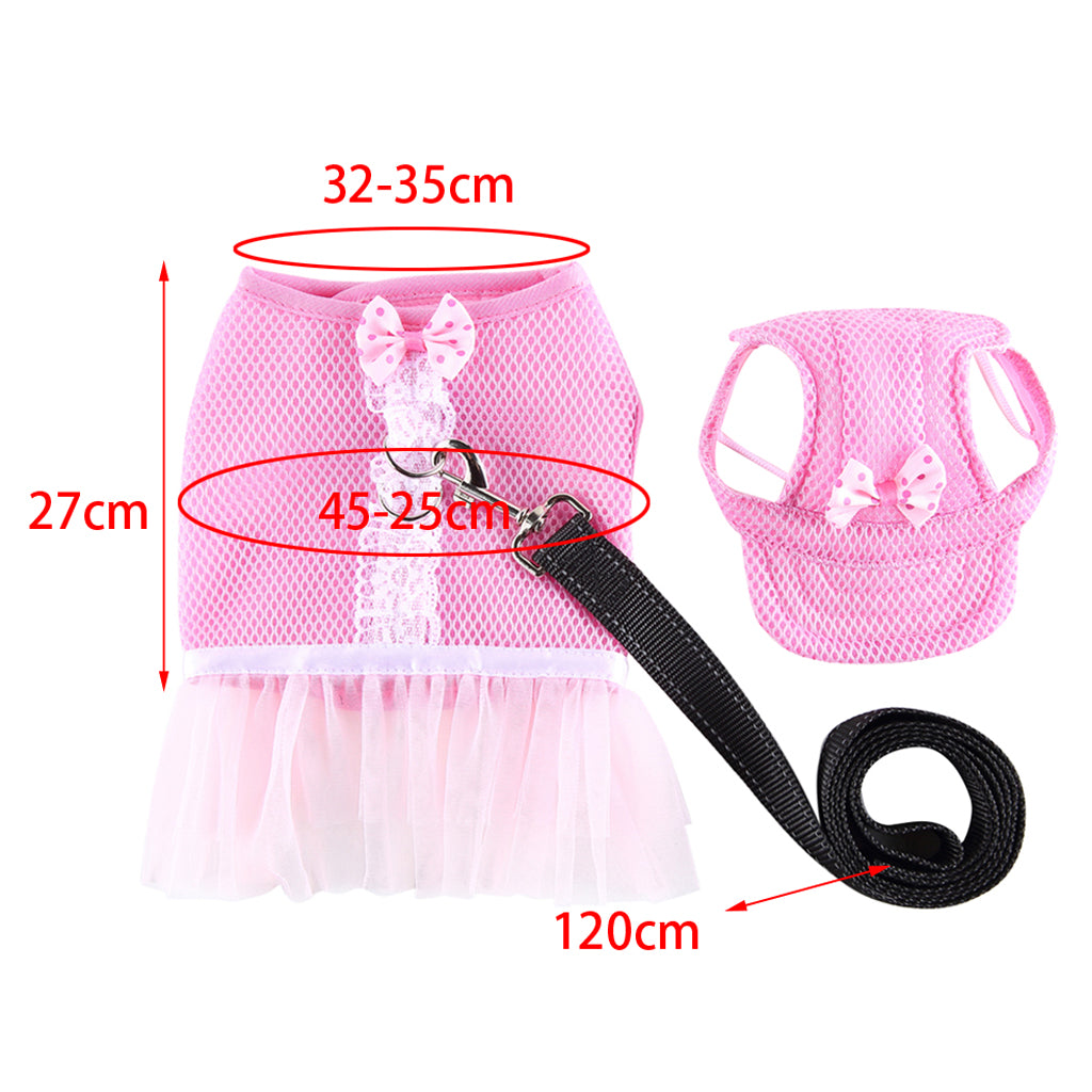 Dog Vest Harness w/ Hat Pet Costume Dress For Small Dog Puppy  Pink- M