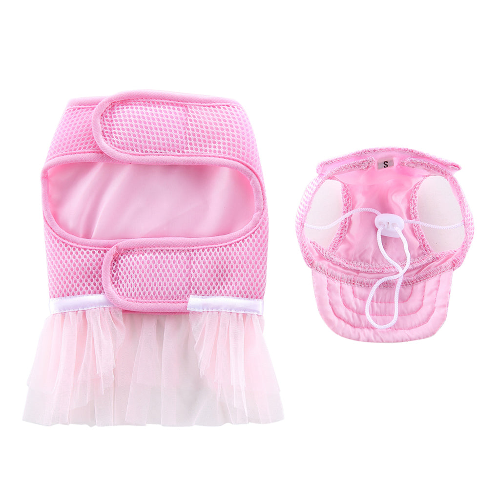 Dog Vest Harness w/ Hat Pet Costume Dress For Small Dog Puppy  Pink- M