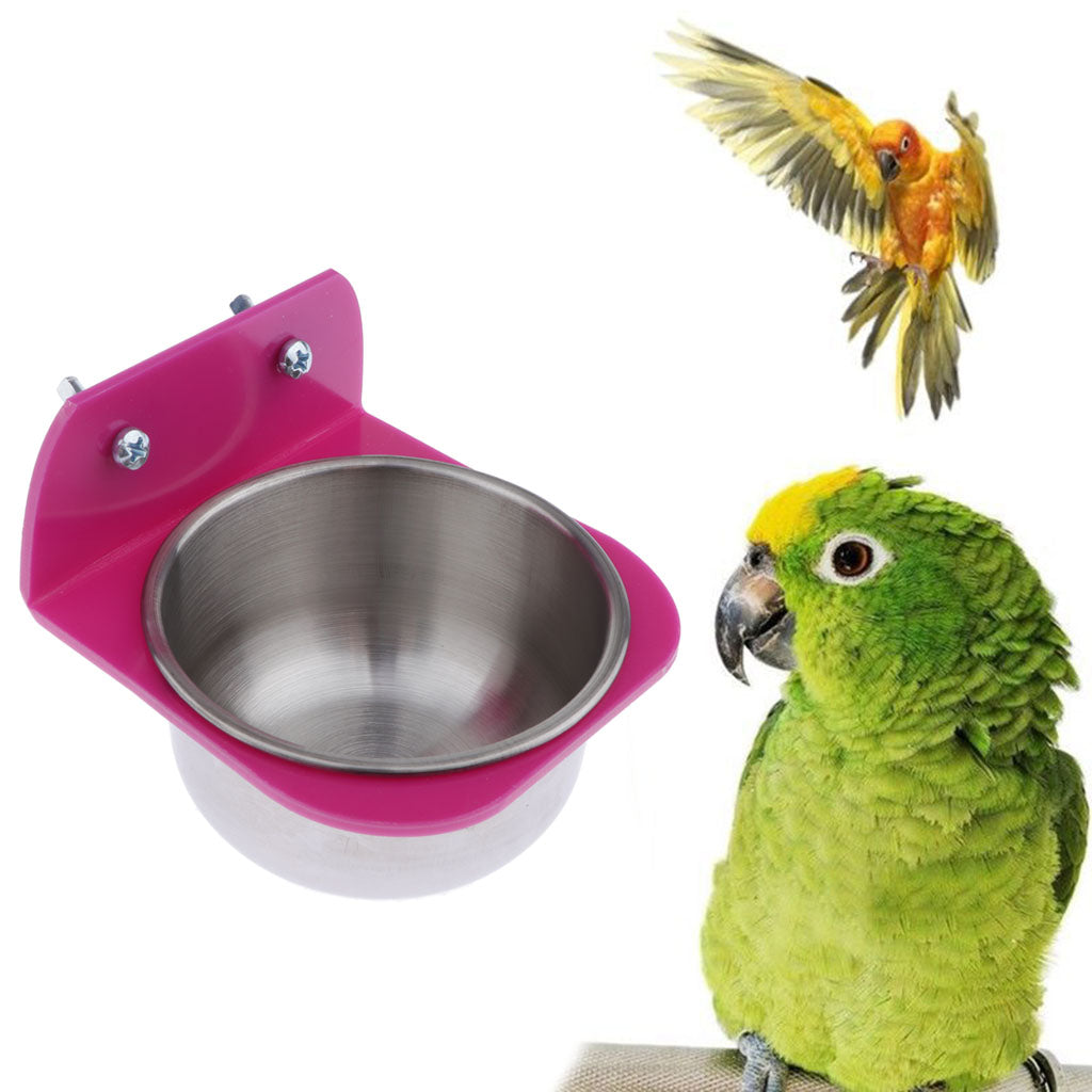 Pet Bird Parrot Water Food Feeder Feeding Food Cup For Small to Large Bird L