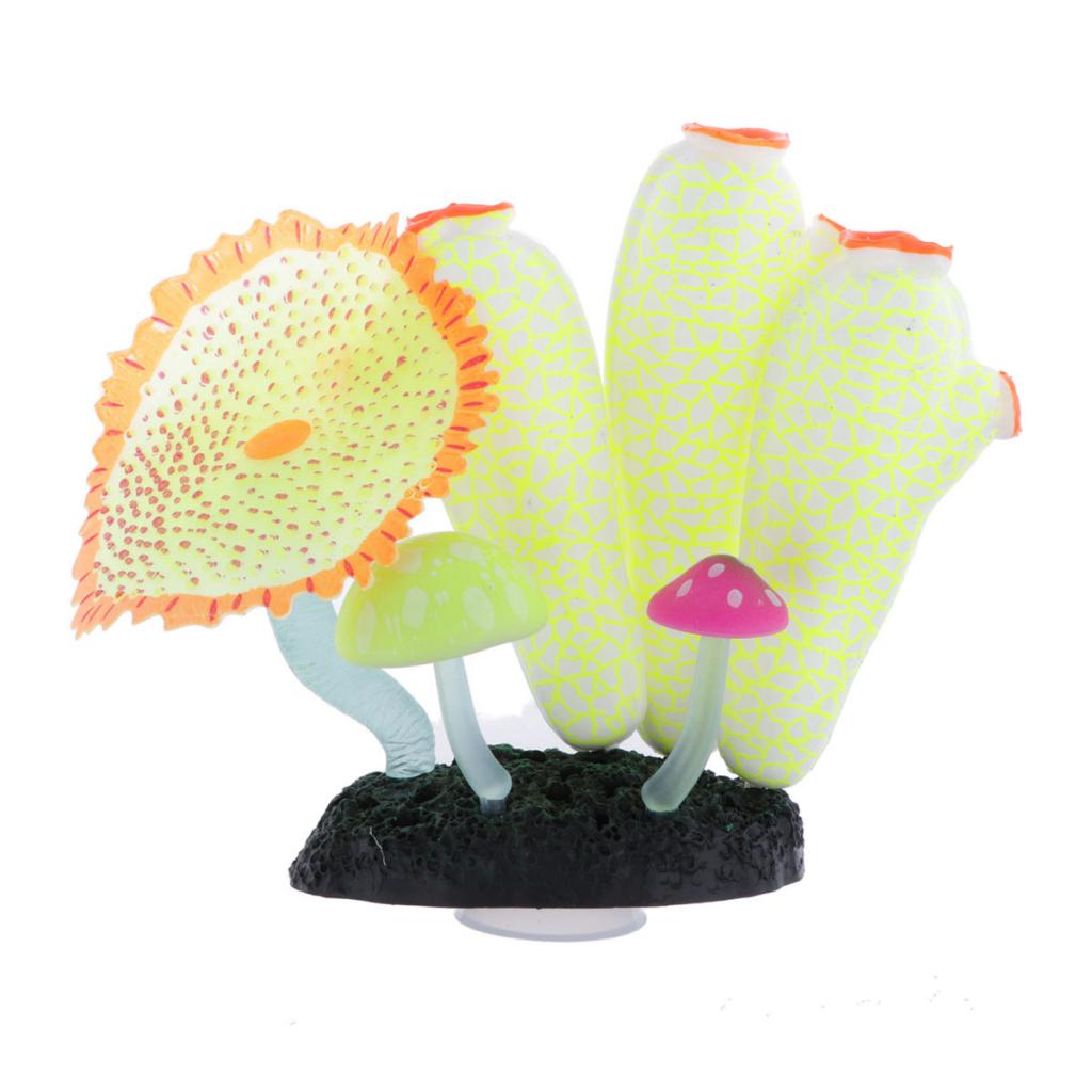 Glowing Aquarium Artificial Corals Fish Tank Decor Ornaments Yellow White