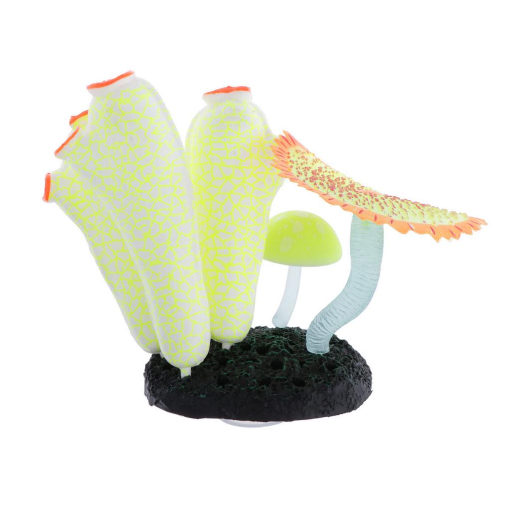 Glowing Aquarium Artificial Corals Fish Tank Decor Ornaments Yellow White