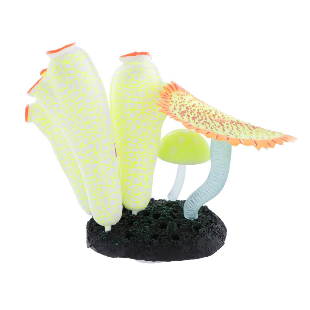 Glowing Aquarium Artificial Corals Fish Tank Decor Ornaments Yellow White