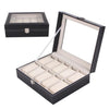 10 Grids Wooden Watch Display Case Box Jewelry Storage Organizer