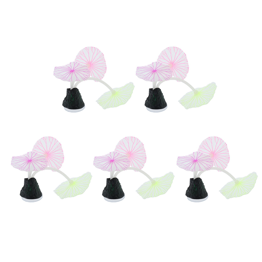 5pcs Glowing Artificial Plant for Fish Tank Aquarium Lotus Leaf Ornament