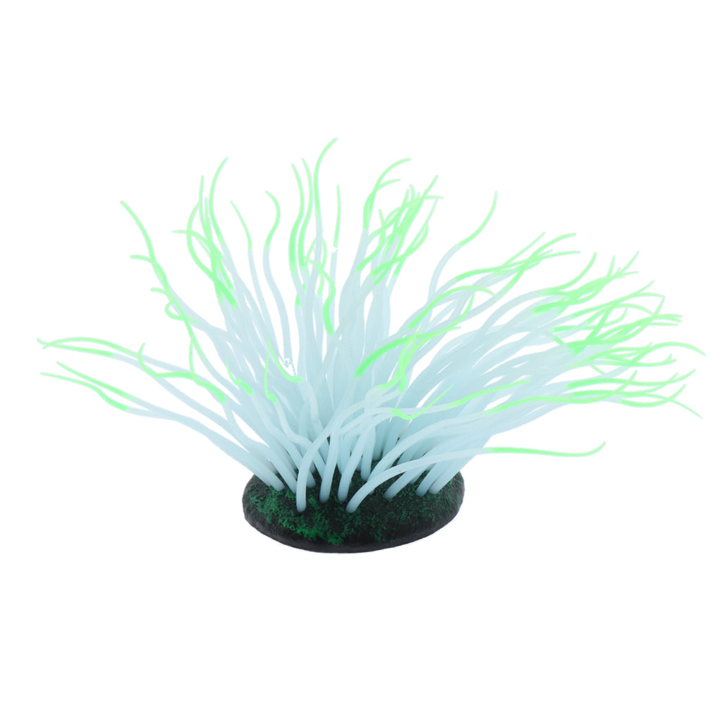 1 Pc Fluorescent Artificial Sea Anemone Coral Aquarium Tank Landscape Green