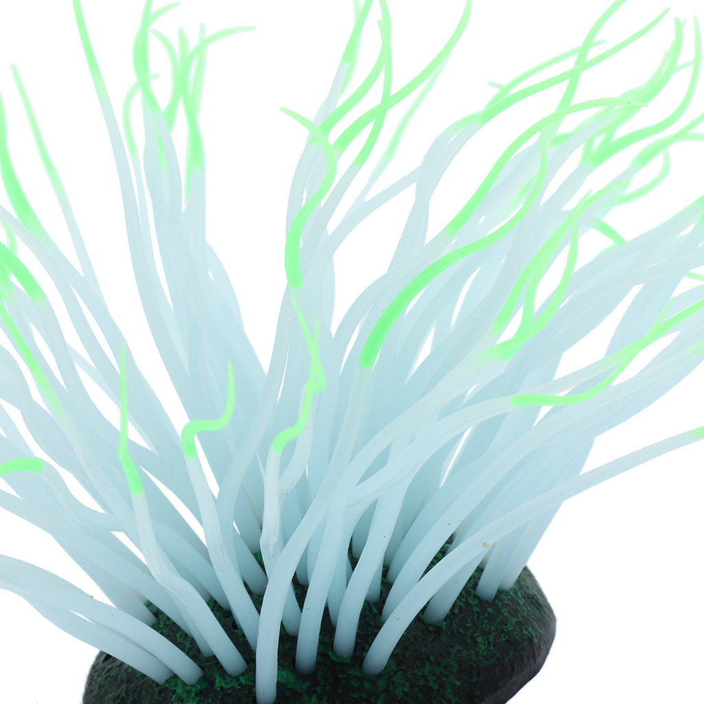 1 Pc Fluorescent Artificial Sea Anemone Coral Aquarium Tank Landscape Green