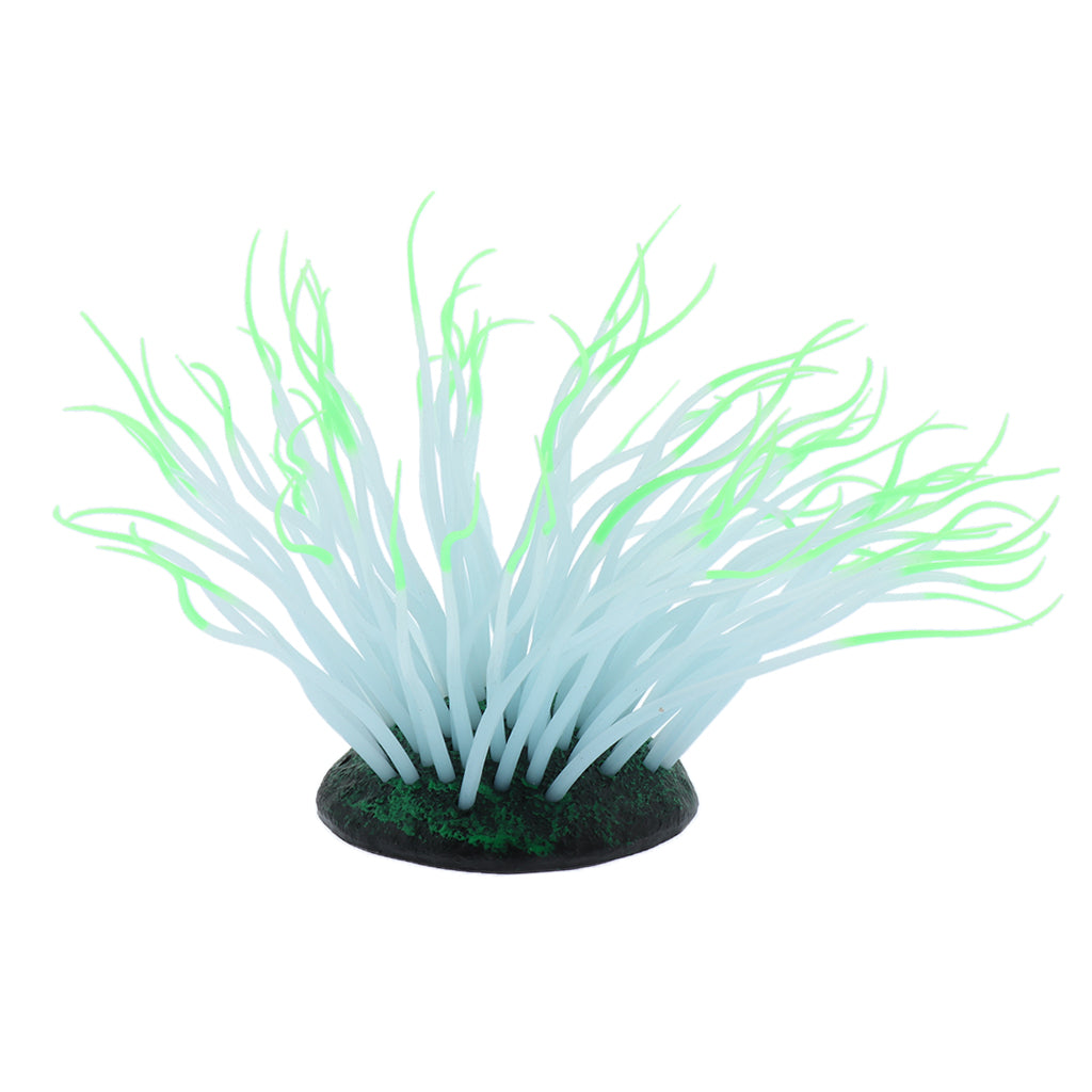 1 Pc Fluorescent Artificial Sea Anemone Coral Aquarium Tank Landscape Green