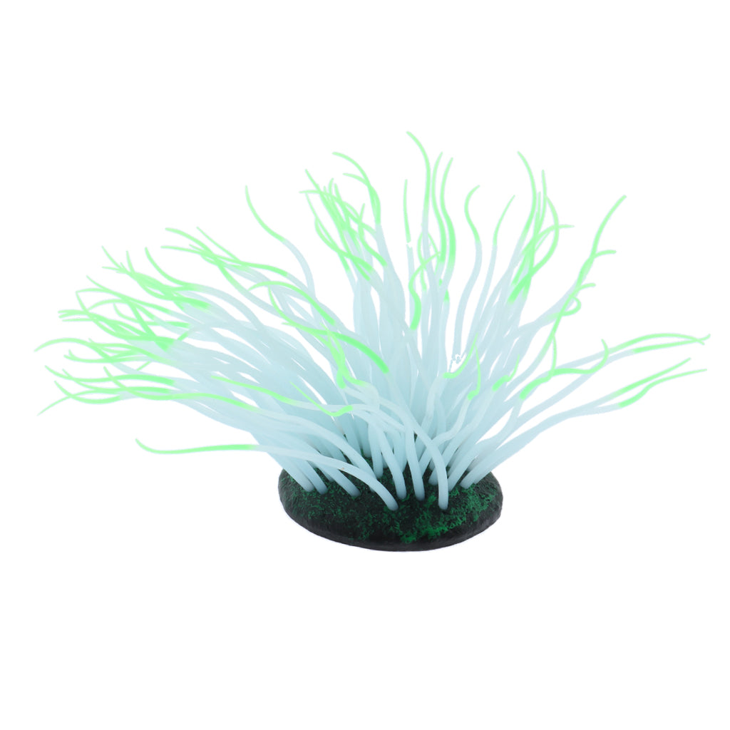 1 Pc Fluorescent Artificial Sea Anemone Coral Aquarium Tank Landscape Green