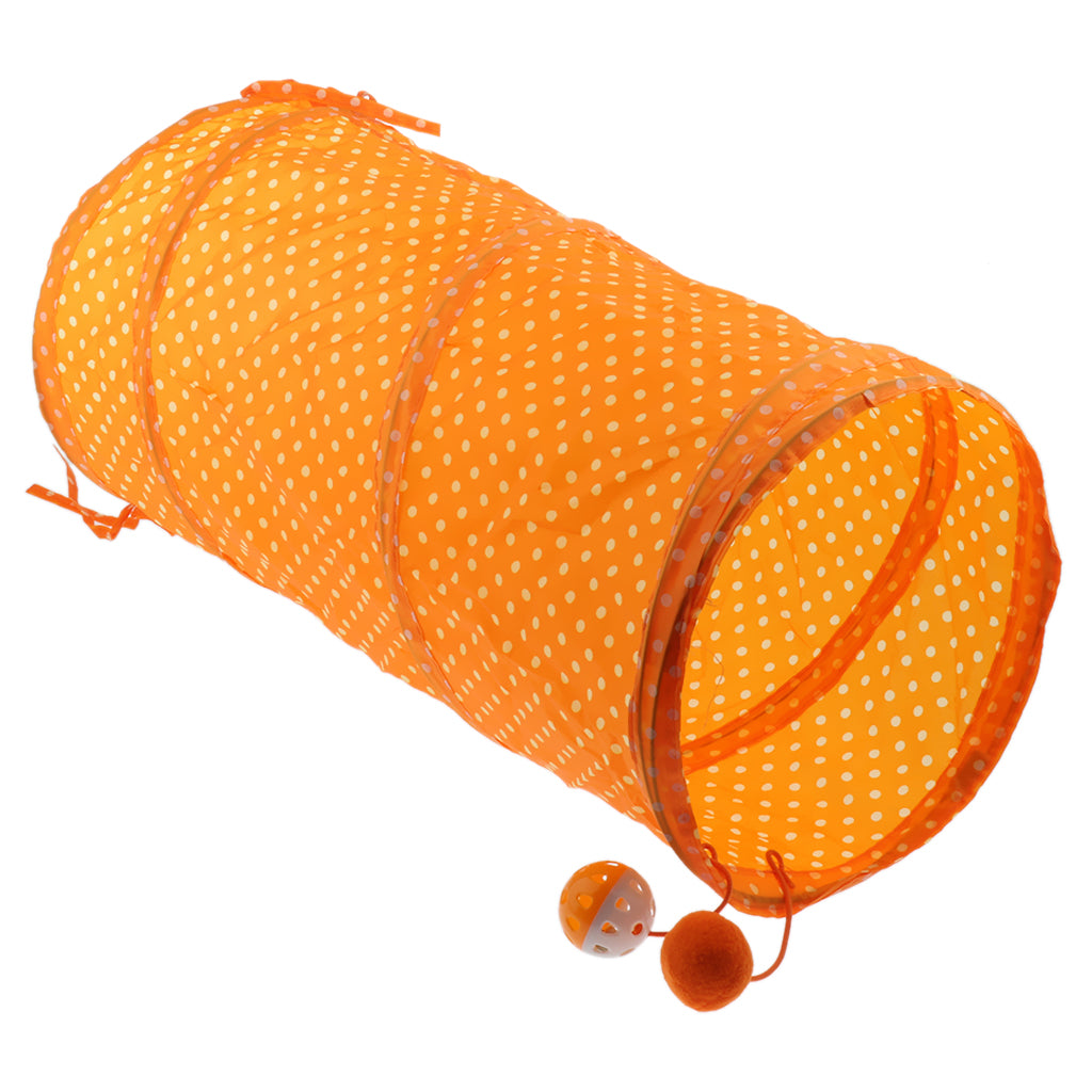 1 Pc Pet Cat Kitty Collapsible Tunnel Toy Cat Pop Up Tunnel Tent Toy Orange