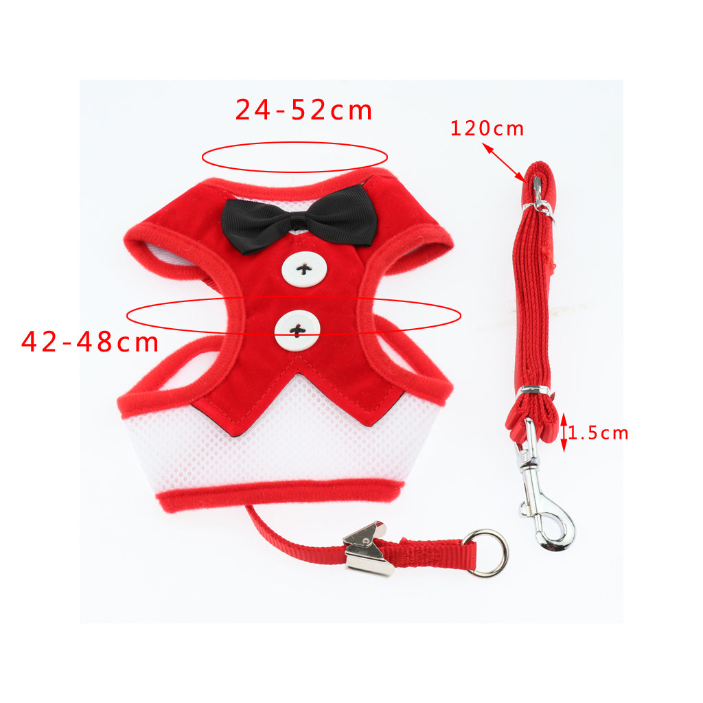 Cute Comfort Dog Vest Harness Leash Dog Outdoor Walking Vest  Red L