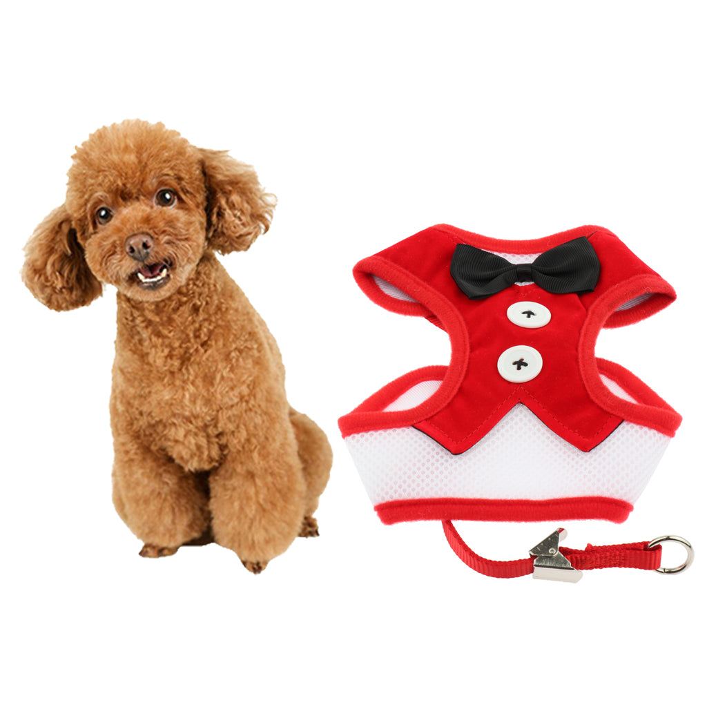 Cute Comfort Dog Vest Harness Leash Dog Outdoor Walking Vest  Red L