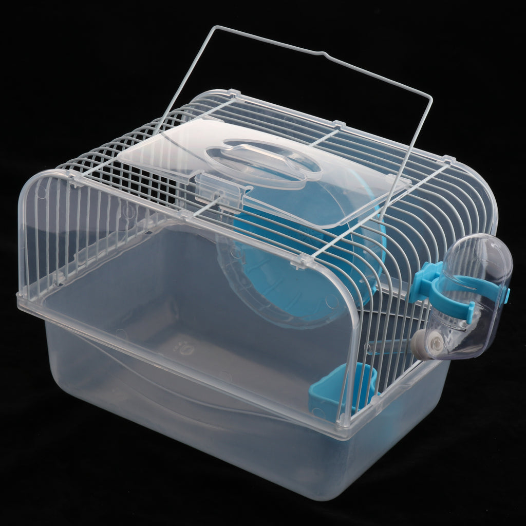 Portable Pet Hamster Cage Guinea Pig Gerbils Mice House with Heel Blue