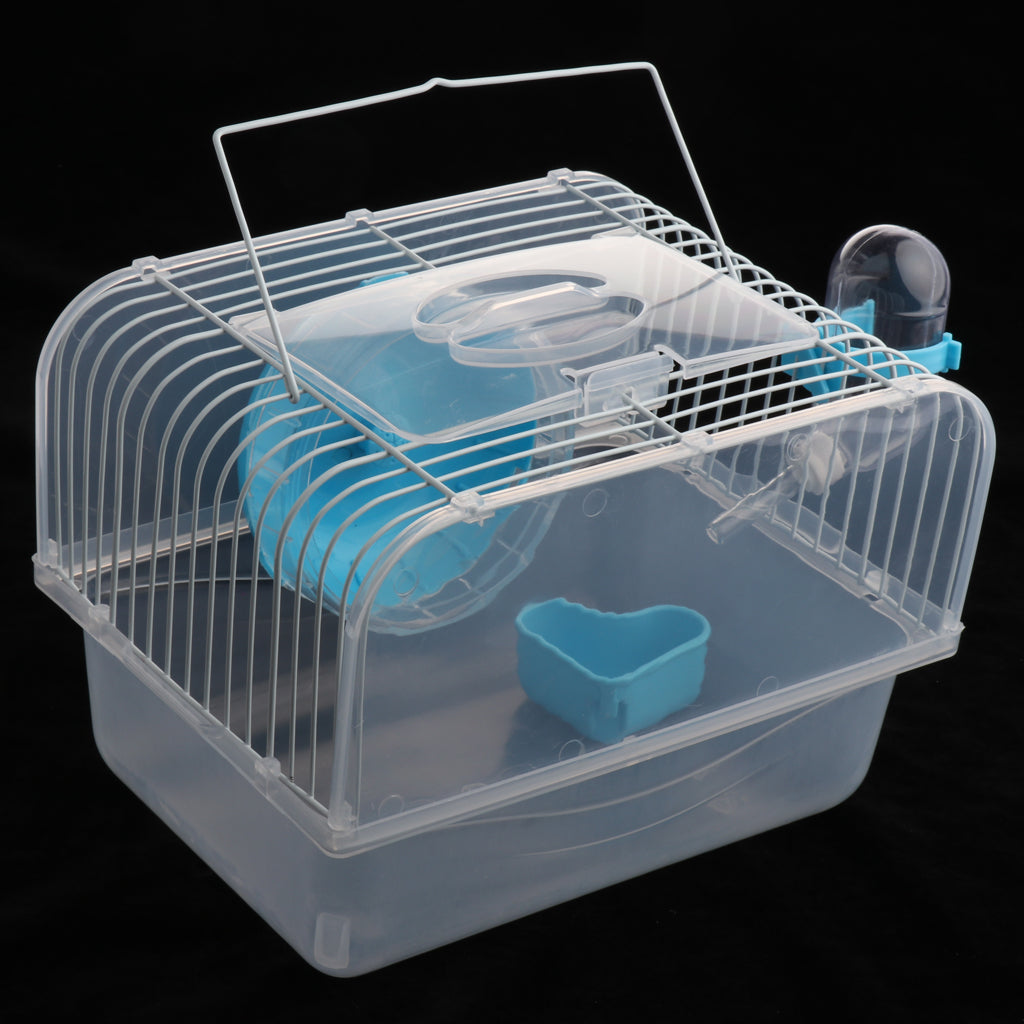 Portable Pet Hamster Cage Guinea Pig Gerbils Mice House with Heel Blue