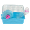 Hamster Cage Transport Box with Running Wheel Water Bottle Dish Blue