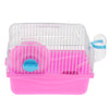 Hamster Cage Transport Box with Running Wheel Water Bottle Dish Pink